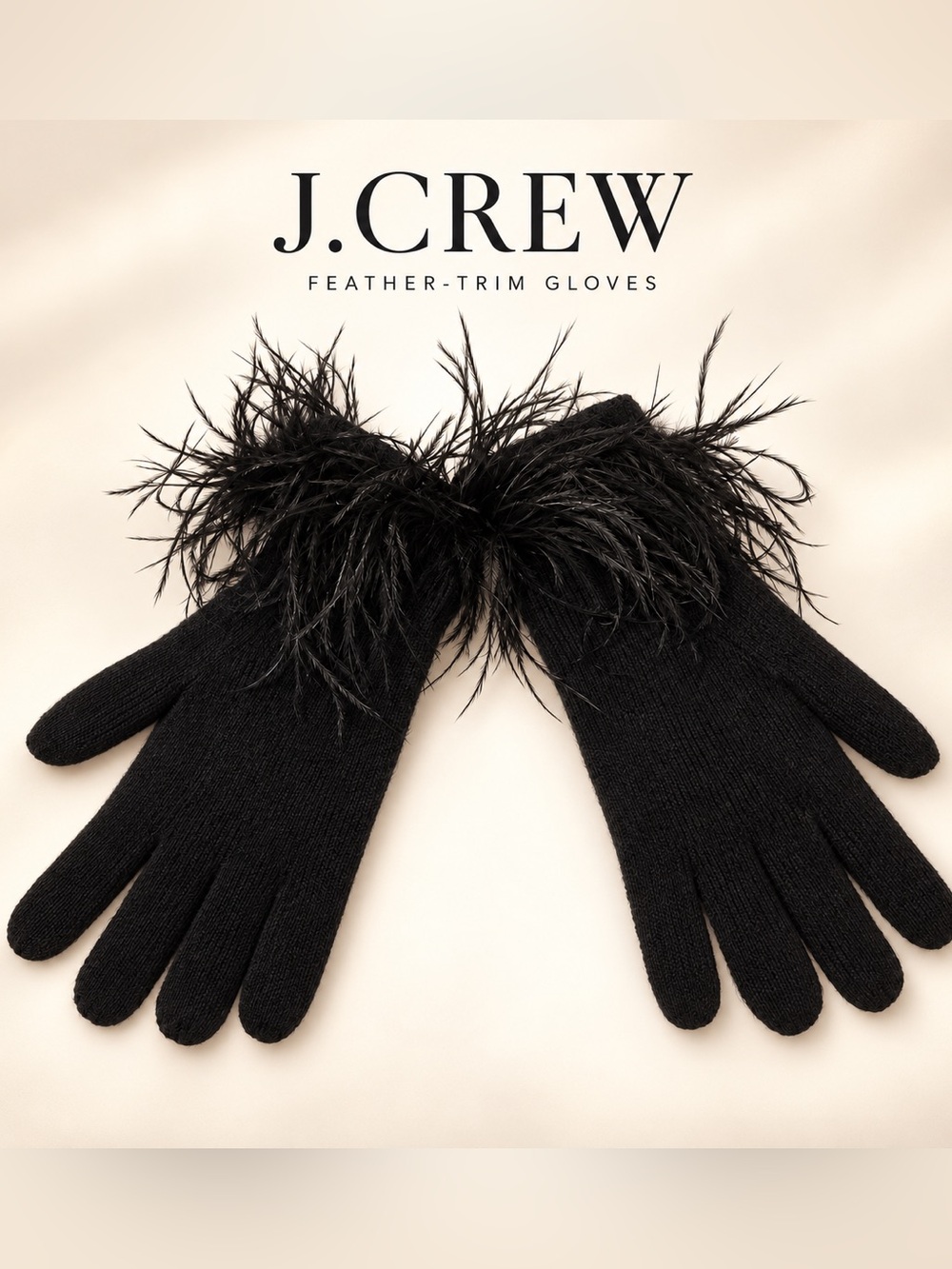 NWT J.Crew Supersoft Tech-Touch Feather Bow Gloves Black OS